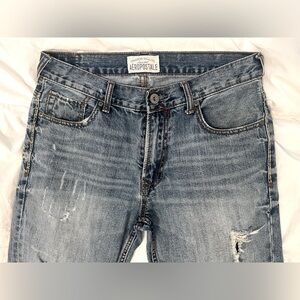 Aeropostale Men’s Denim Distressed Straight Leg Blue Jeans 32x32
